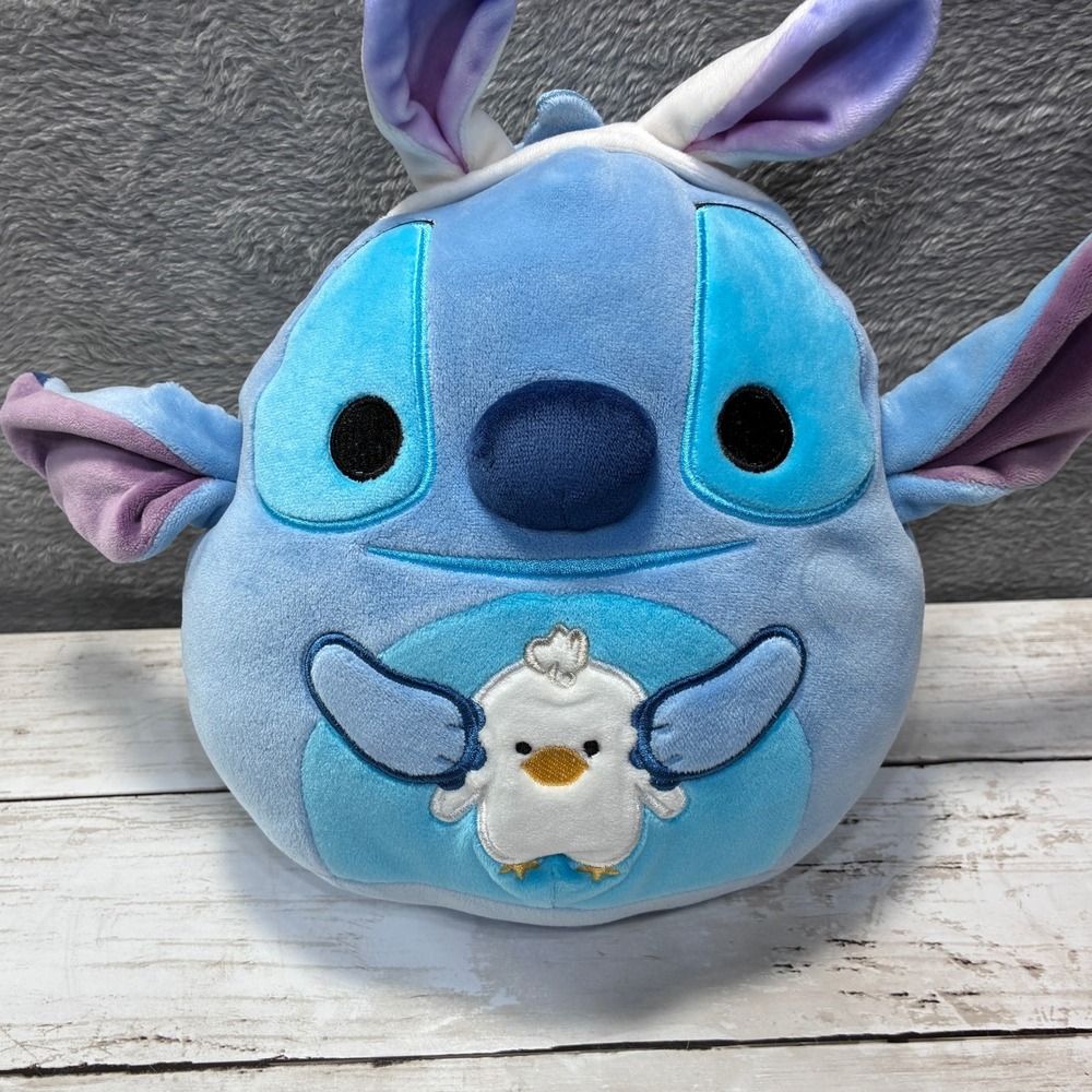 Disney Squishmallows Stitch with Bunny Ears and Chick Easter Plush 8 inch Blue